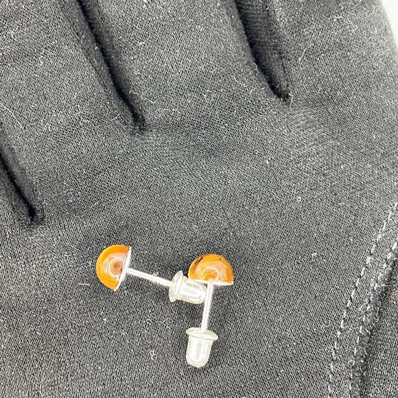 925 Sterling Silver posts Genuine Tiger Eye Earrings 925 Stamped on stem - Picture 3 of 7